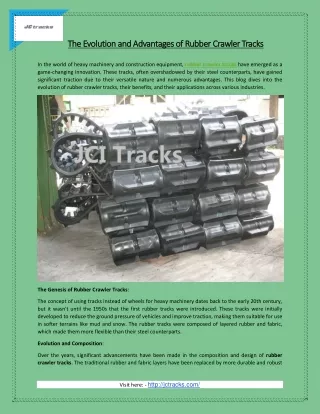 The Evolution and Advantages of Rubber Crawler Tracks