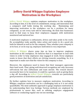 jeffery david whippo explains employee motivation