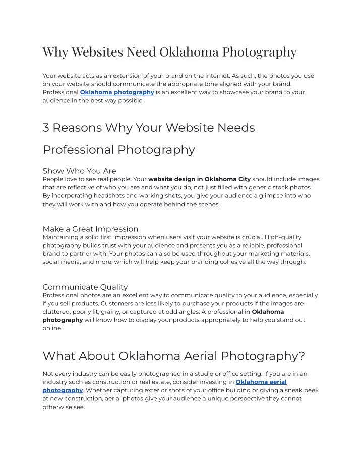 why websites need oklahoma photography