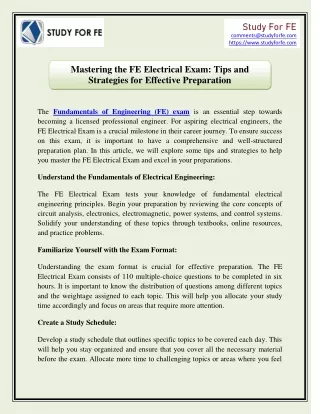 Mastering the FE Electrical Exam Tips and Strategies for Effective Preparation
