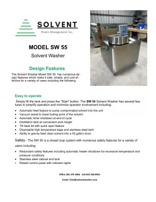 Model SW55 Solvent Recycler Machine