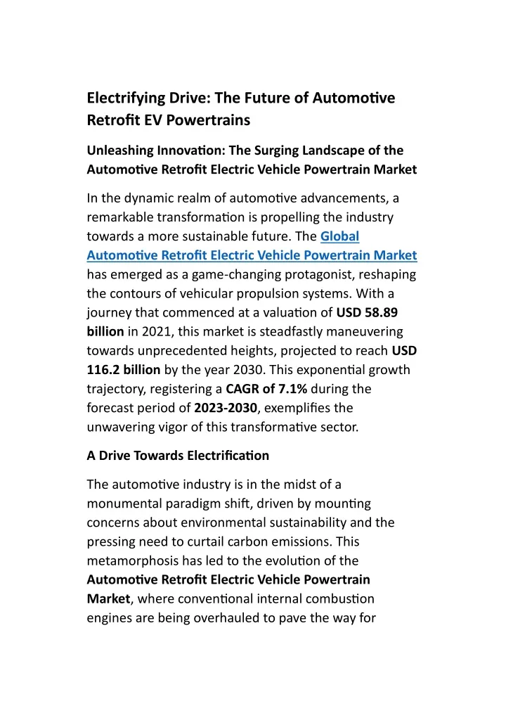 electrifying drive the future of automotive