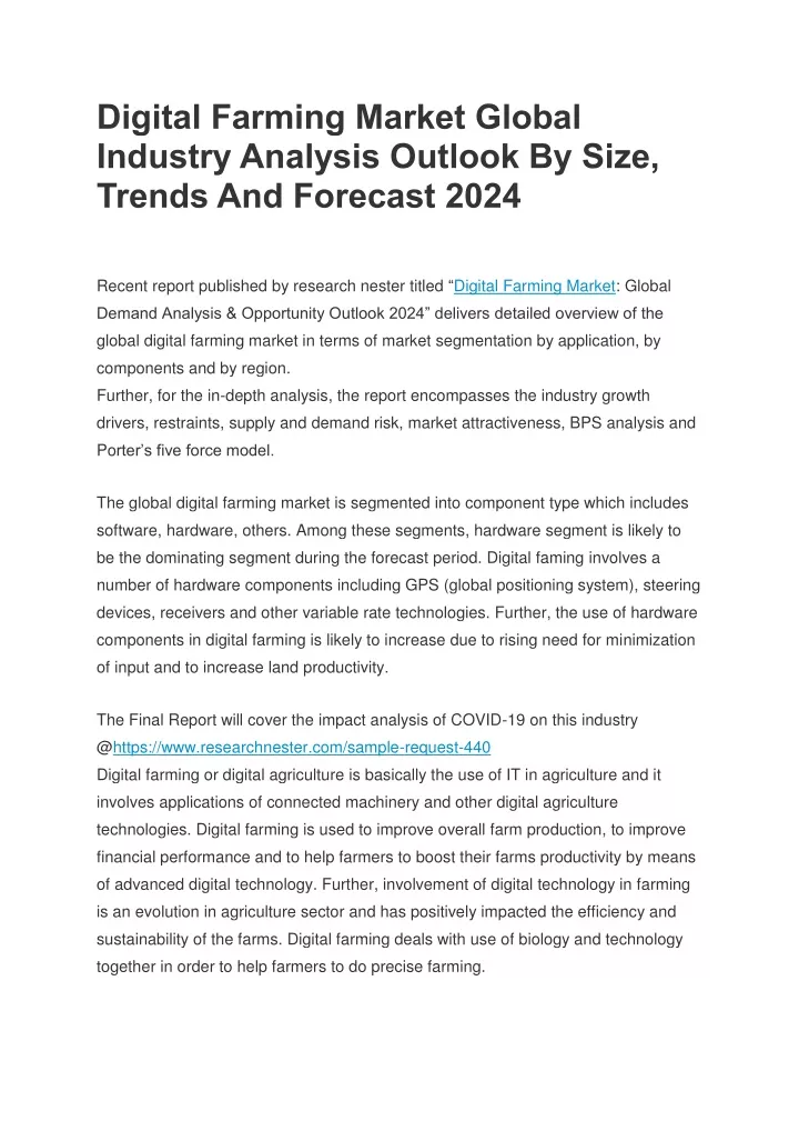 digital farming market global industry analysis