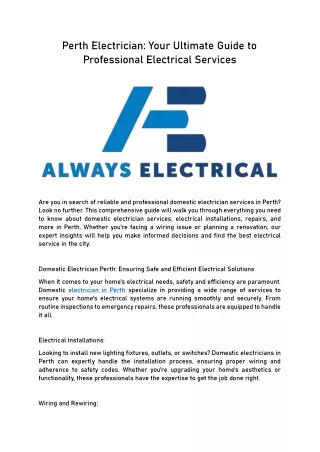 Your Ultimate Guide to Professional Electrical Services