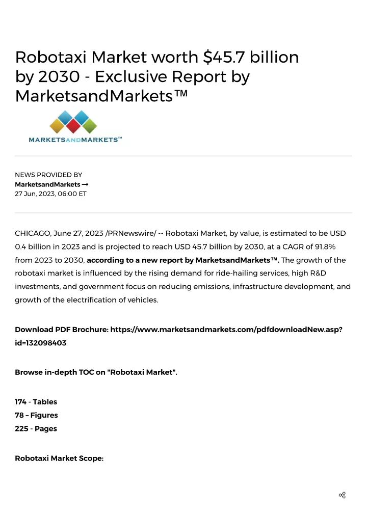 robotaxi market worth 45 7 billion by 2030