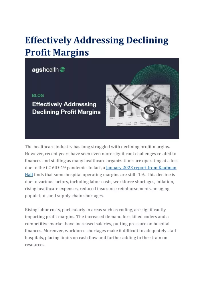 effectively addressing declining profit margins