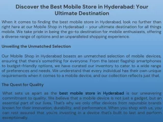 Discover the Best Mobile Store in Hyderabad Your Ultimate Destination