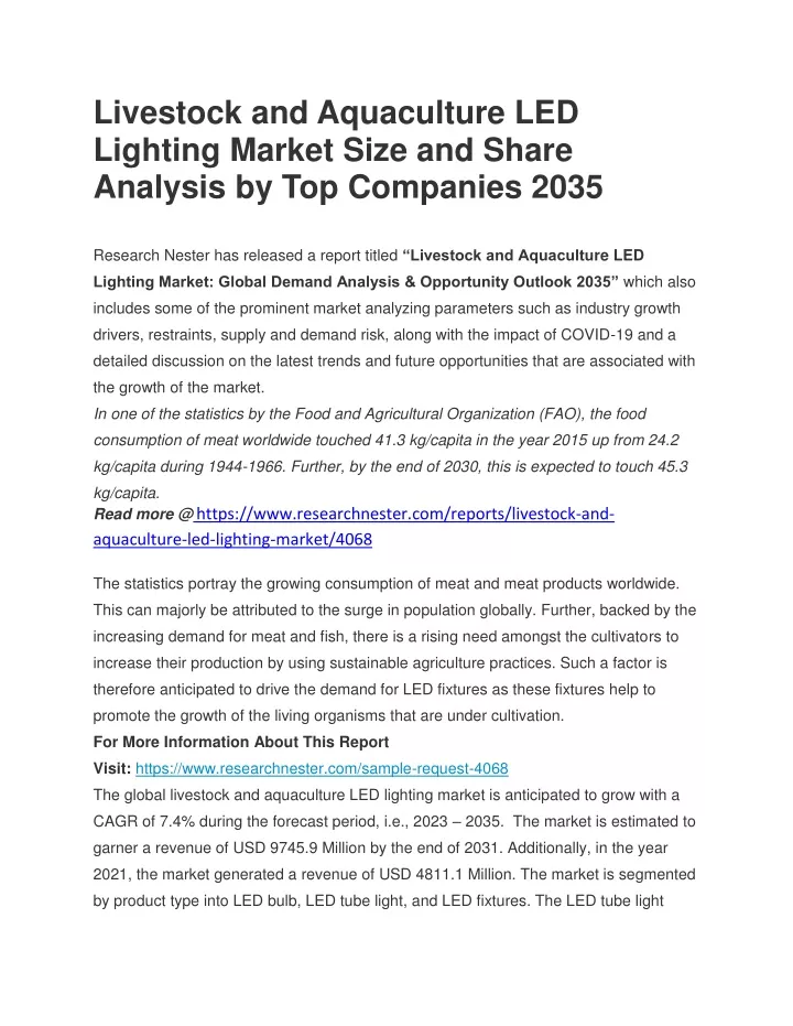 livestock and aquaculture led lighting market