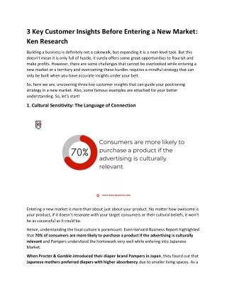 3 key customer insights before entering