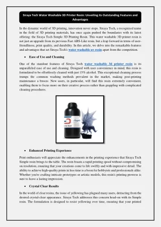 siraya tech water washable 3d printer resin