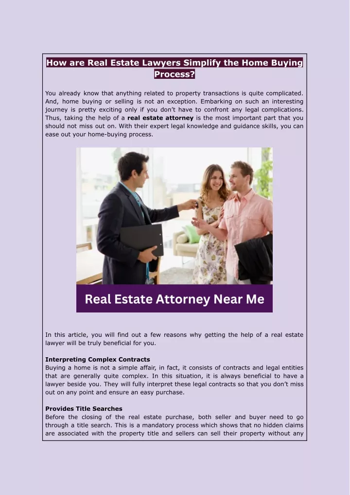how are real estate lawyers simplify the home