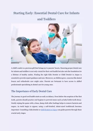 Essential Dental Care for Infants and Toddlers