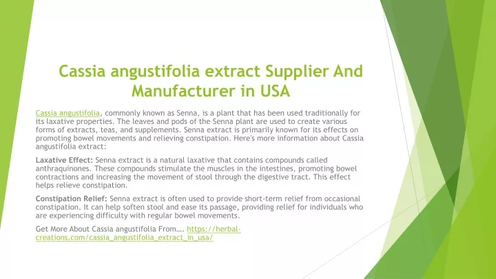 cassia angustifolia extract supplier and manufacturer in usa