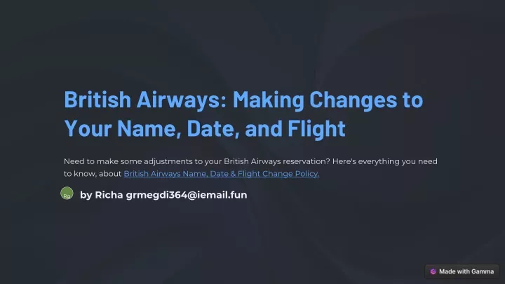 british airways making changes to your name date