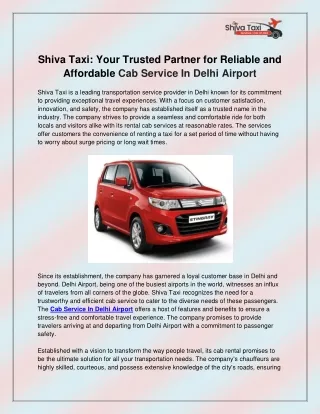 shiva taxi your trusted partner for reliable