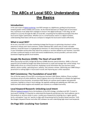 The ABCs of Local SEO: Understanding the Basics