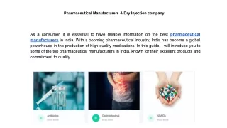 Pharmaceutical Manufacturers & Dry Injection company