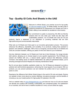 Top - Quality GI Coils And Sheets in the UAE