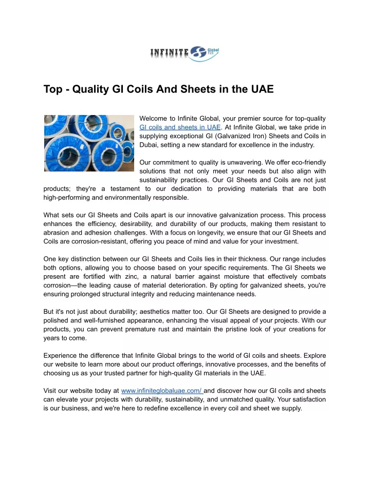 top quality gi coils and sheets in the uae
