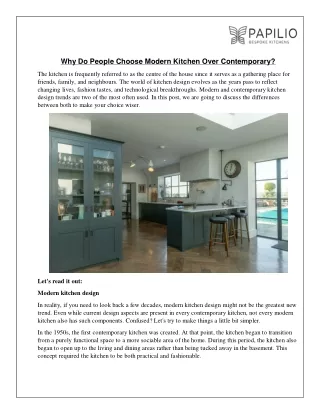 Why Do People Choose Modern Kitchen Over Contemporary