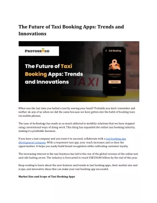 The Future of Taxi Booking Apps: Trends and Innovations | Protonshub technologie
