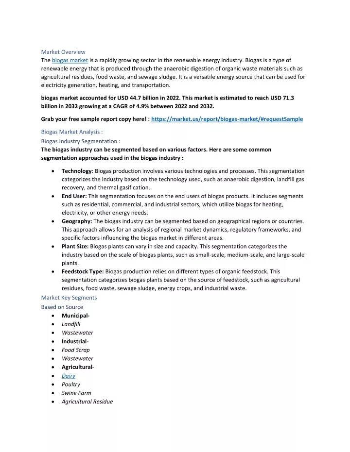 market overview the biogas market is a rapidly
