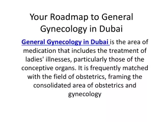 Your Roadmap to General Gynecology in Dubai