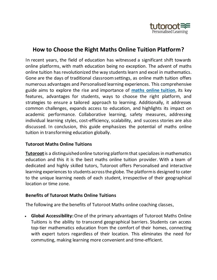 how to choose the right maths online tuition