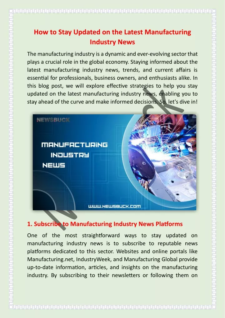 how to stay updated on the latest manufacturing