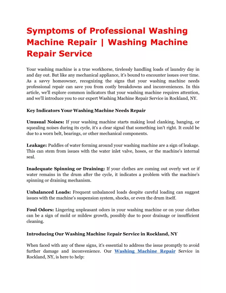 symptoms of professional washing machine repair washing machine repair service
