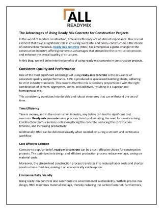 the advantages of using ready mix concrete