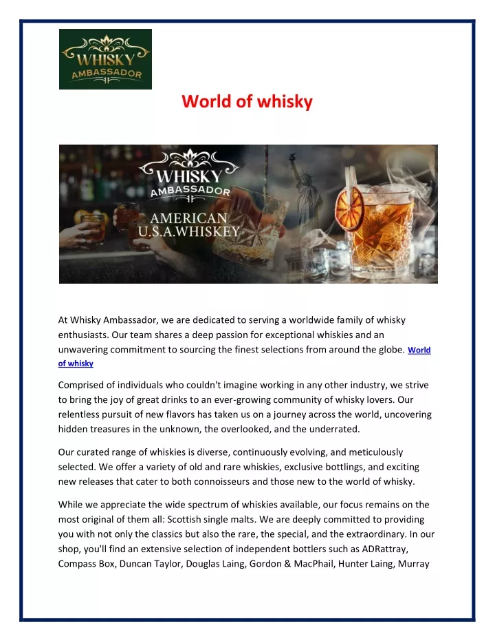world of whisky