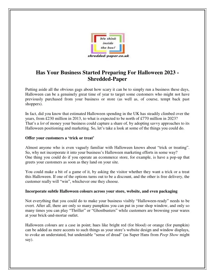 has your business started preparing for halloween