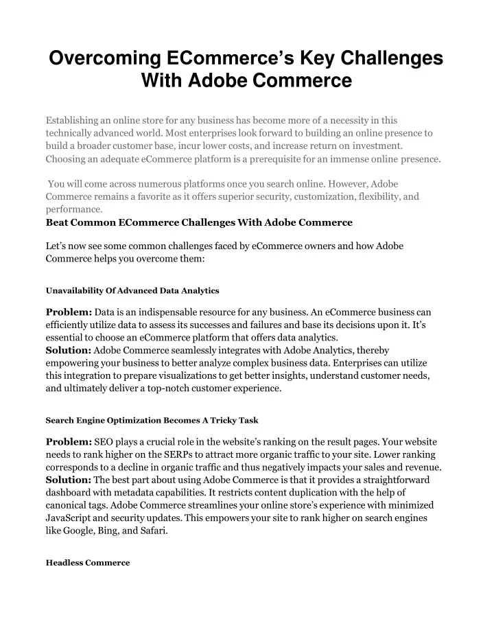 overcoming ecommerce s key challenges with adobe commerce