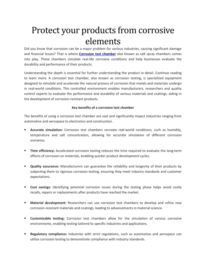 protect your products from corrosive elements