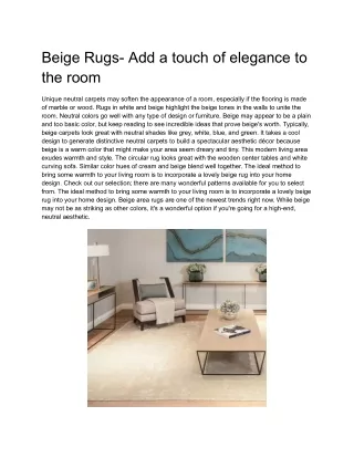 Beige Rugs- Add a touch of elegance to the room