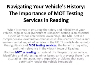 navigating your vehicle s history the importance of mot testing services in reading