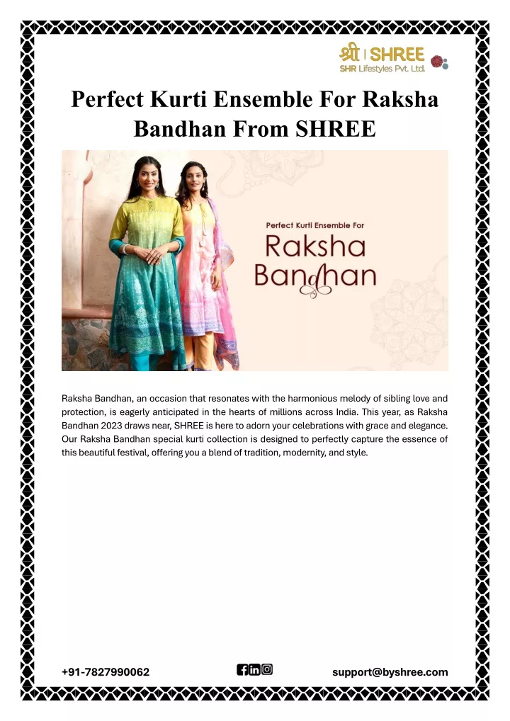 perfect kurti ensemble for raksha bandhan from