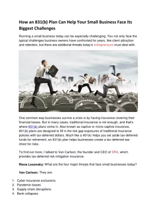 how an 831 b plan can help your small business