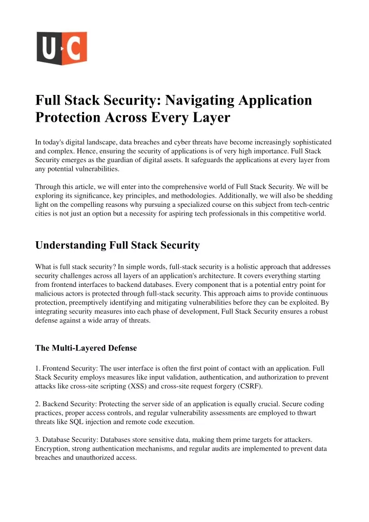 full stack security navigating application
