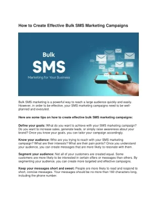 How to Create Effective Bulk SMS Marketing Campaigns