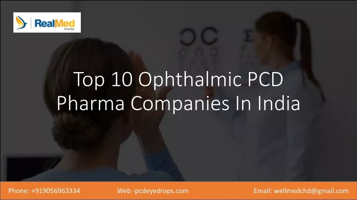 top 10 ophthalmic pcd pharma companies in india