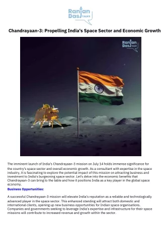 Chandrayaan-3 Propelling India's Space Sector and Economic Growth