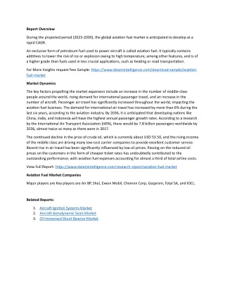 Aviation Fuel Market Size, Share, Industry Trends, Growth Analysis of 2023-2030