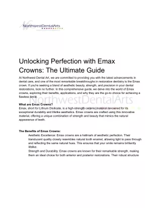 Unlocking Perfection with Emax Crowns: The Ultimate Guide