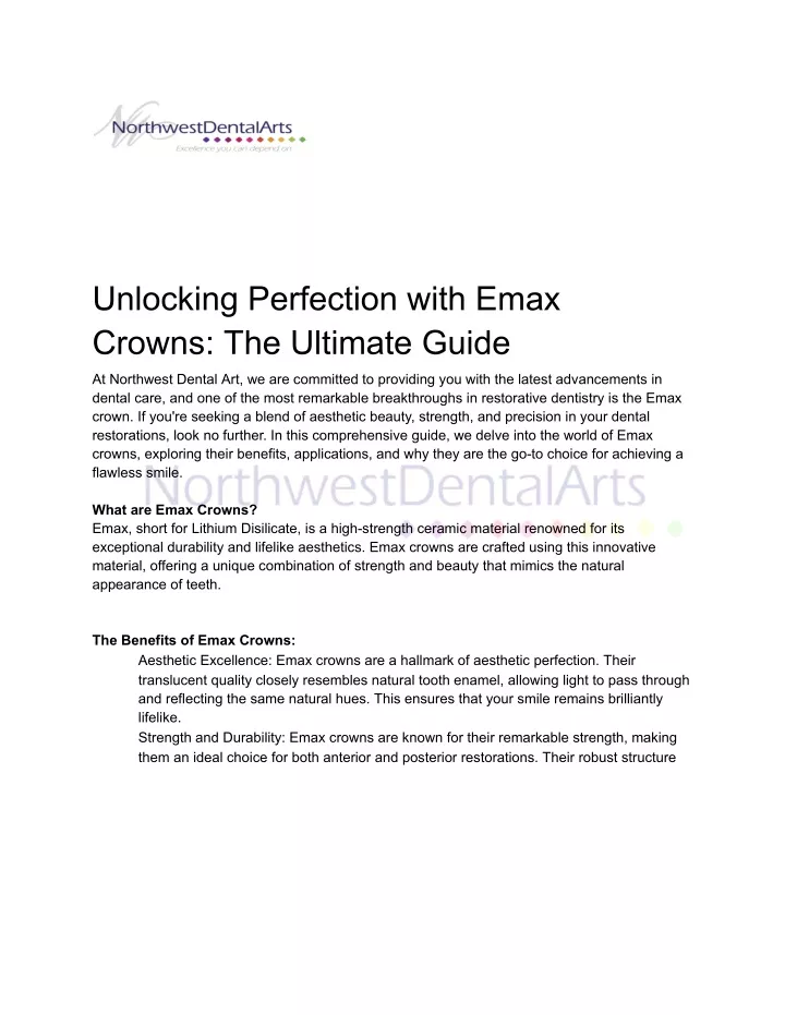 unlocking perfection with emax crowns