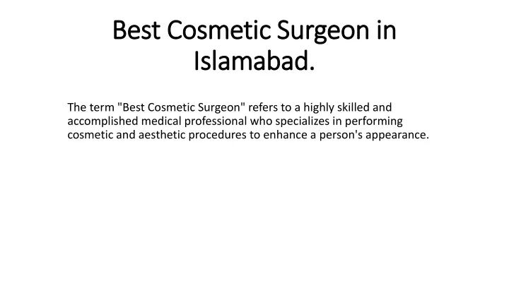 best cosmetic surgeon in best cosmetic surgeon