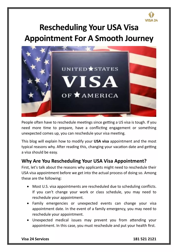 rescheduling your usa visa appointment