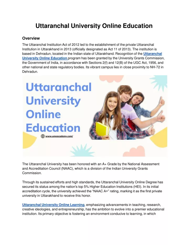 uttaranchal university online education