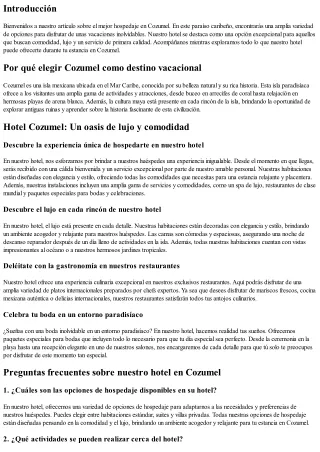 El mejor hospedaje en Cozumel: elige nuestro hotel